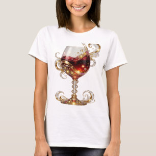 T-shirt Impression VERRE À VIN BRILLANT Or Chic