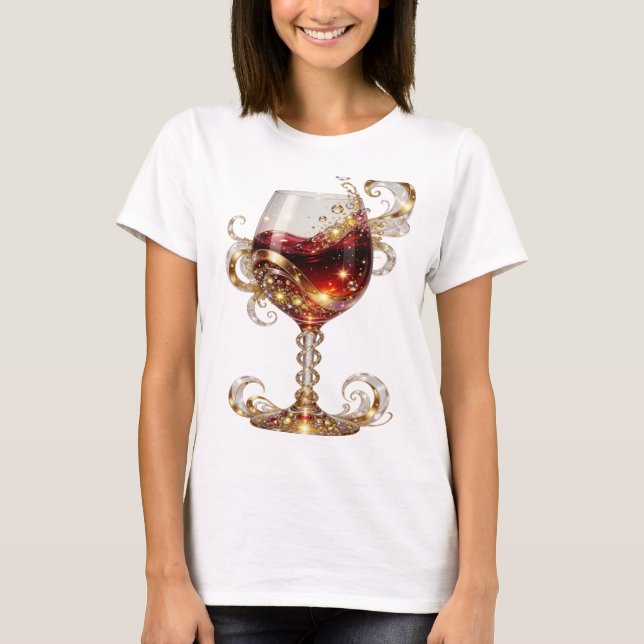 T-shirt Impression VERRE À VIN BRILLANT Or Chic (Devant)