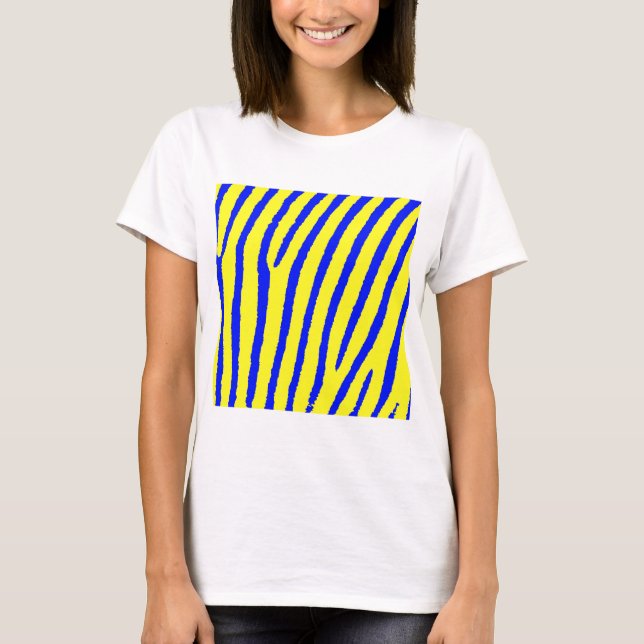 T-shirt Impression zèbre (jaune et bleu) (Devant)