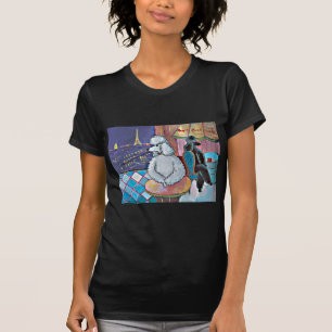 T-shirt Impressionniste Art Poodles Paris Café Femmes Tee