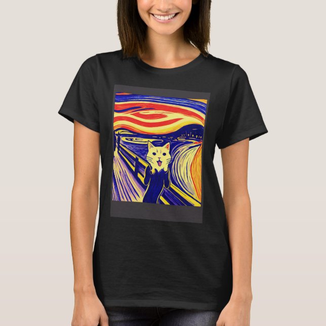 T-shirt Impressionniste  Chat Hurlement Impressionnisme Ch (Devant)