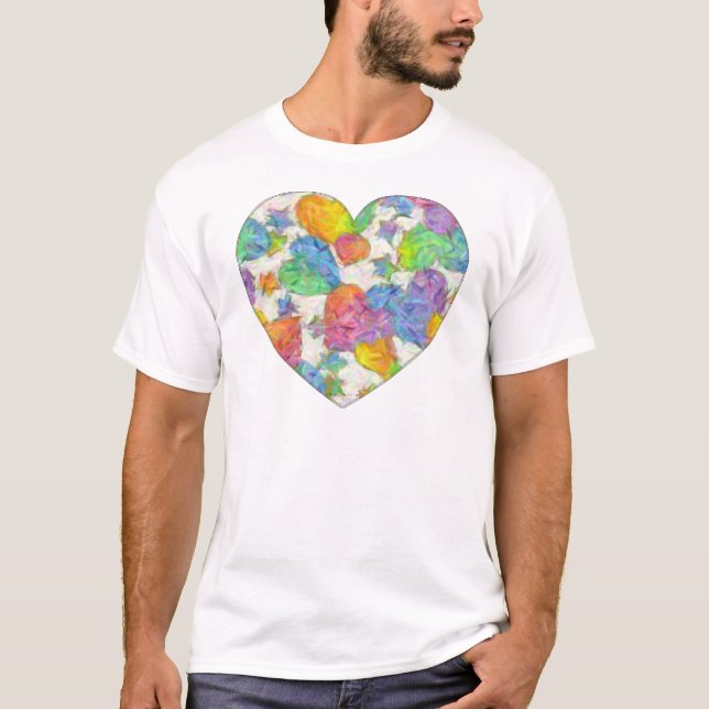 T-shirt Impressionniste Pastel Valentine Hearts (Devant)