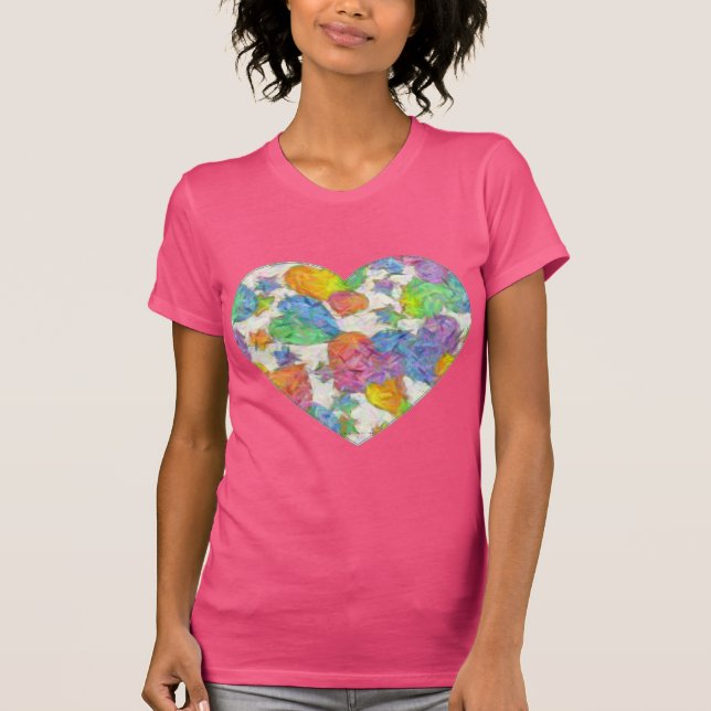 T-shirt Impressionniste Pastel Valentine Hearts (Devant)