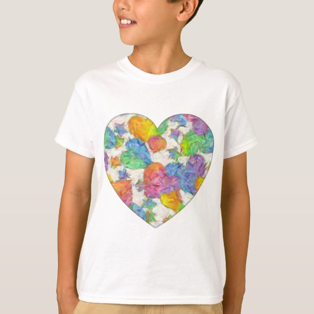 T-shirt Impressionniste Pastel Valentine Hearts (Devant)