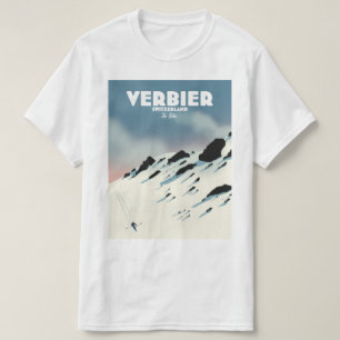 T-shirt Imprimante d'affiches de voyage de Verbier Switzer