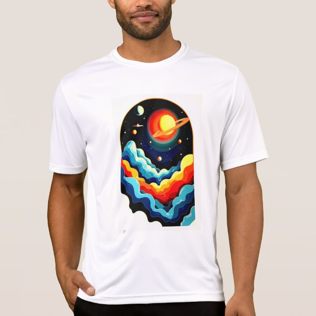 T-shirt Imprimantes D'Espace, Décor Unique D'Espace (Devant)