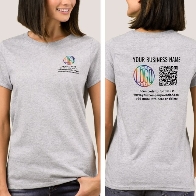 T-shirt Imprimé avant Code QR d'entreprise et logo d'entre (Créateur téléchargé)