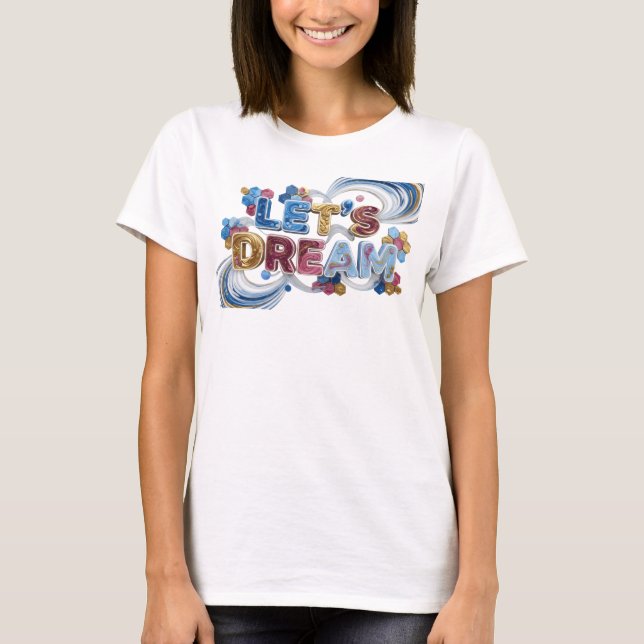 T-shirt Imprimé bleu Statement LET'S DREAM (Devant)