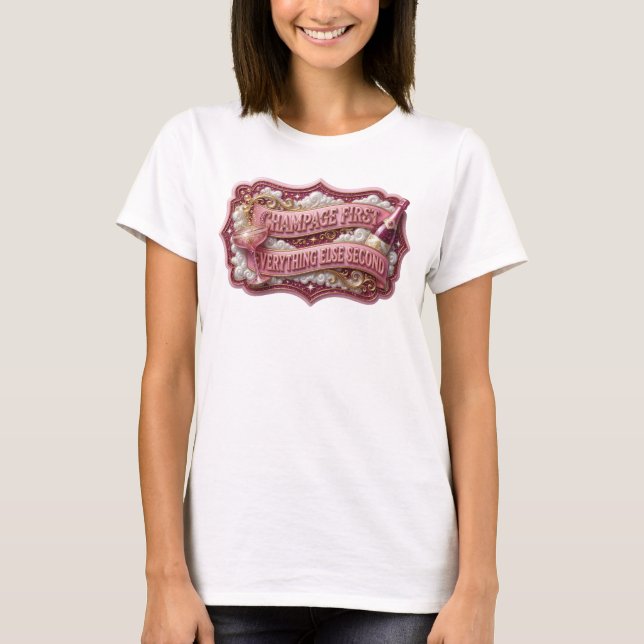 T-shirt Imprimé CHAMPAGNE FIRST Rouge Frapant (Devant)