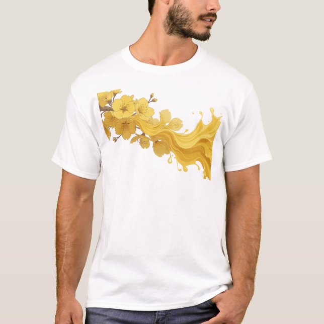 T-shirt Imprimé créatif de FLEUR ABSTRAITE élégant (Devant)