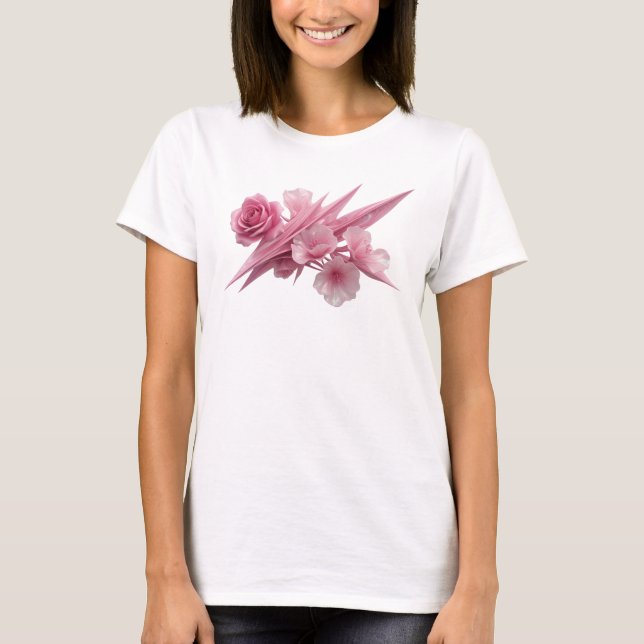 T-shirt Imprimé d'art abstrait rose ATTRAYANT (Devant)
