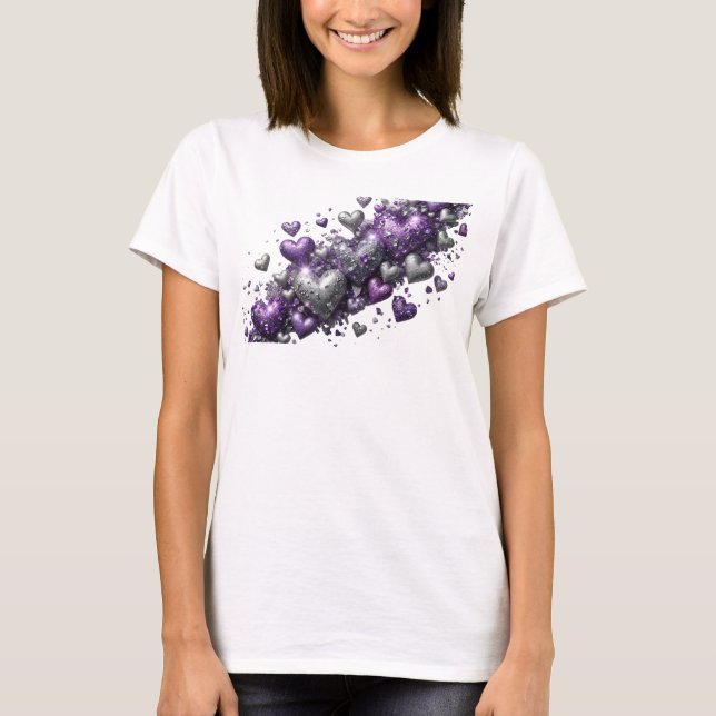 T-shirt Imprimé d'art abstrait violet chic (Devant)