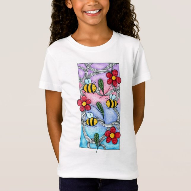 t-shirt imprimé de dessin animé pour filles (Devant)