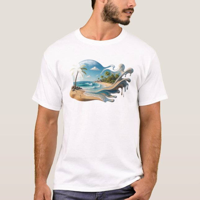 T-shirt Imprimé de mode ABSTRAIT de PLAGE gras (Devant)