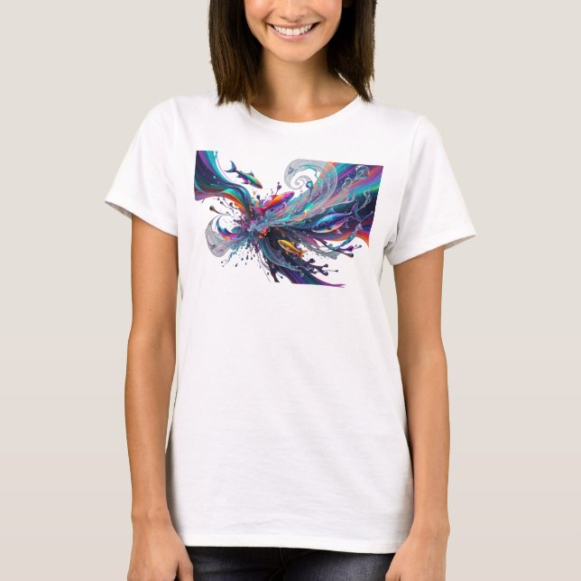 T-shirt Imprimé de mode ART ABSTRAIT Argent Chic (Devant)