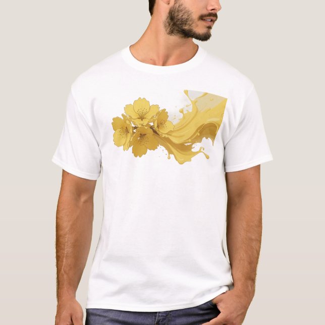 T-shirt Imprimé de mode FLEUR ABSTRAITE élégant (Devant)