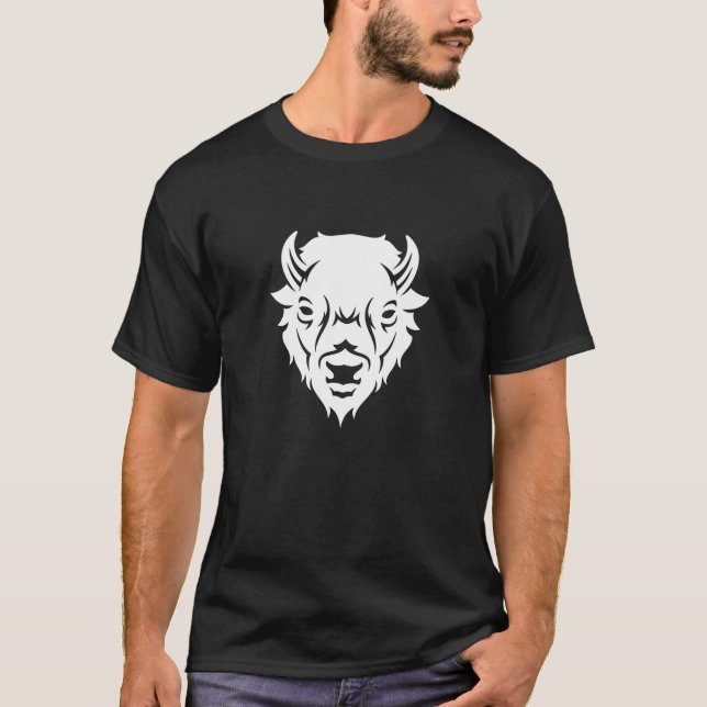 T-Shirt Imprimé Emblème de Tête de Bison (Devant)