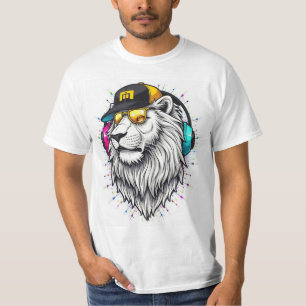 T-Shirt Imprimé Face De Lion Majestic - Cou Rond