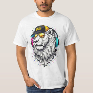 T-Shirt Imprimé Face De Lion Majestic - Cou Rond