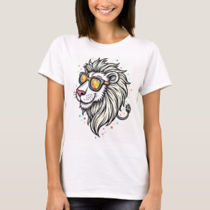 T-Shirt Imprimé Face De Lion Majestic - Cou Rond