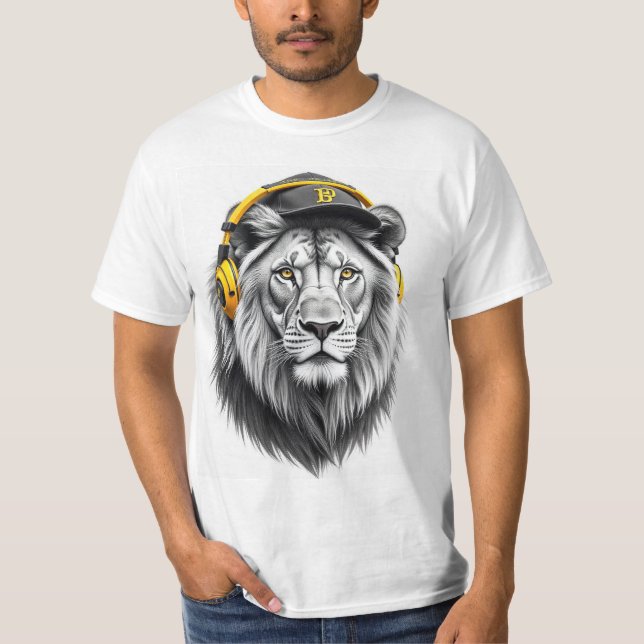 T-Shirt Imprimé Face De Lion Majestic - Cou Rond (Devant)