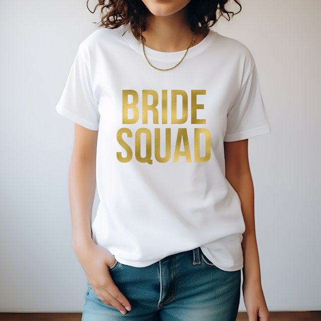 T-shirt Imprimé Gold "Bride Squad" Bridesmaids (Créateur téléchargé)