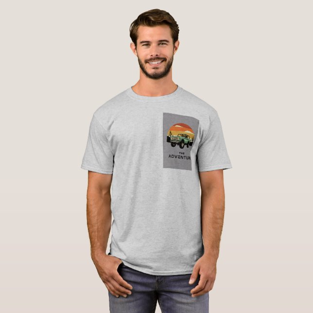 T-Shirt imprimé graphique gris pour hommes Adventu (Devant entier)
