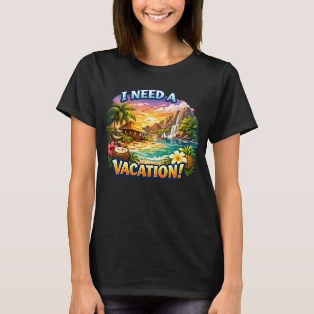 T-shirt imprimé île tropicale (Devant)