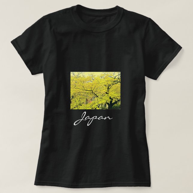 T-shirt imprimé japonais jaune gingko (Design devant)