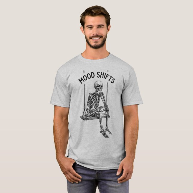 T-Shirt imprimé recto verso avec squelette à bascu (Devant entier)