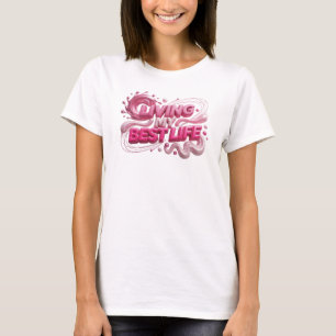 T-shirt Imprimé rose accrocheur JE VIS MA VIE À FOND