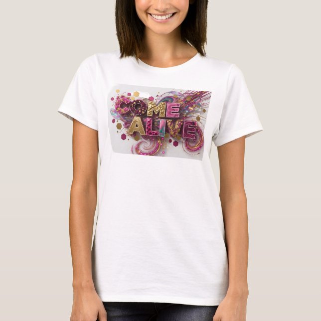 T-shirt Imprimé rose gras COME ALIVE (Devant)