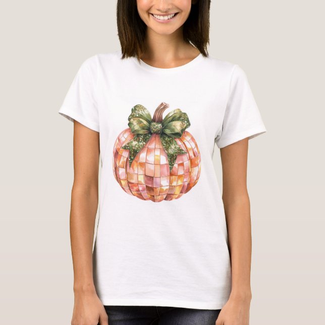 T-shirt Imprimer Citrouille de boule Disco Halloween (Devant)
