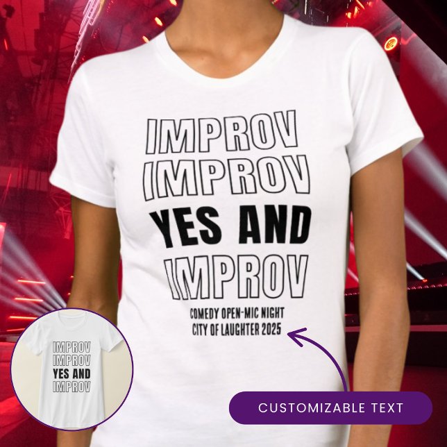 T-shirt IMPROV OUI ET cadeau pour les fans de comédie arti (Simple IMPROV YES AND shirt, ideal for comedians, drama teachers, theater buffs and improv lovers)