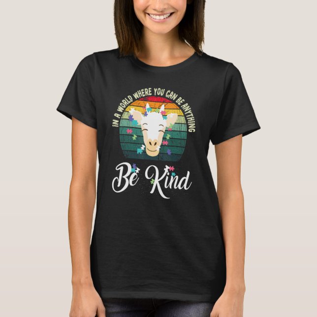 T-shirt In A World Be Kind Cute Giraffe Autism Awareness (Devant)