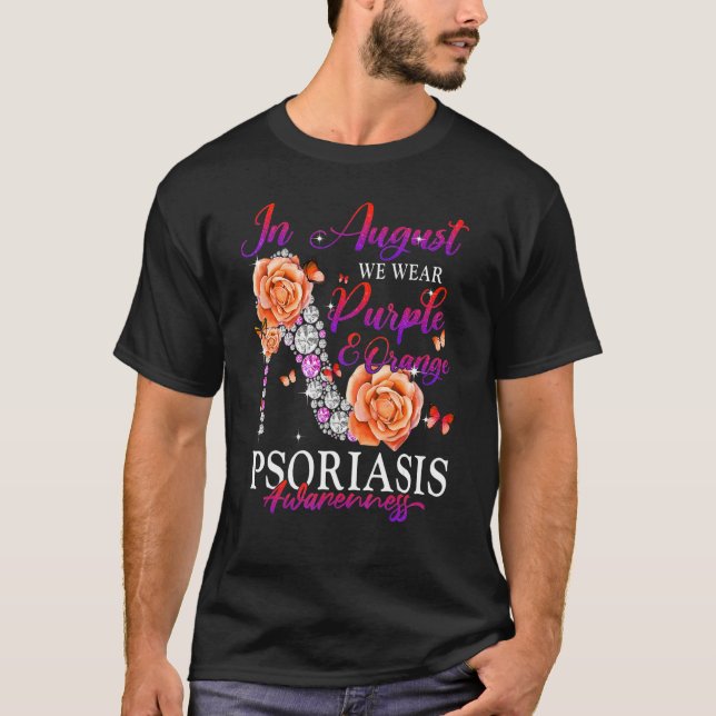 T-shirt In August We Wear Orange Purple Psoriasis Awarenes (Devant)