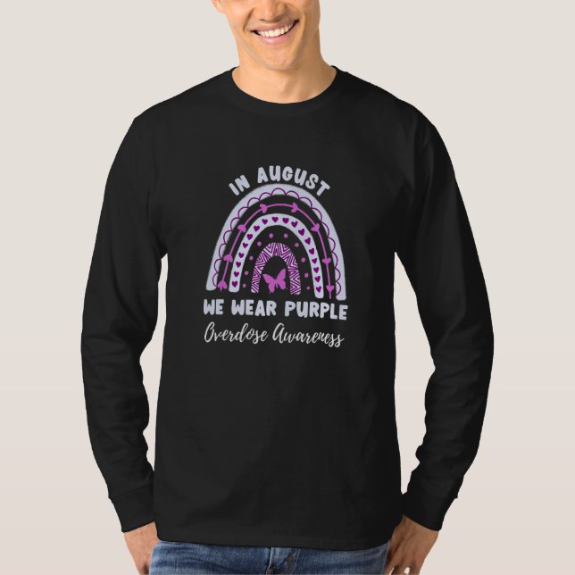 T-shirt In August We Wear Purple Overdose Awareness Rainbo (Devant)