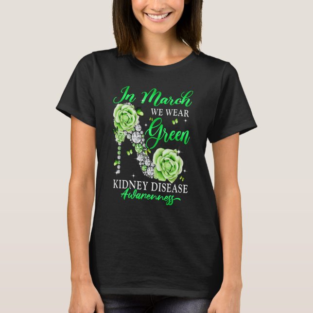 T-shirt In March We Wear Green Butterfly Kidney Disease Aw (Devant)