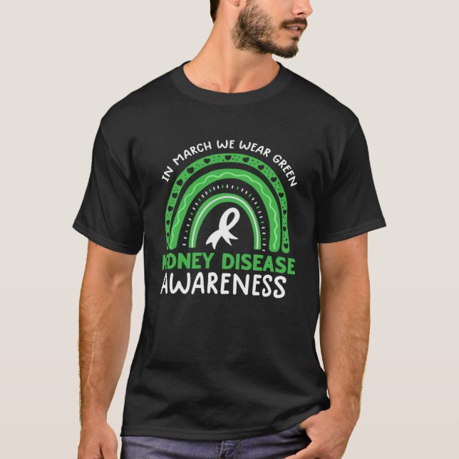 T-shirt In March We Wear Green Rainbow Kidney Disease Awar (Devant)