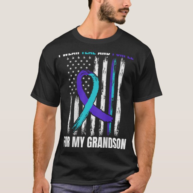 T-shirt In Memory Of My Grandson Suicide Awareness Flag Ba (Devant)