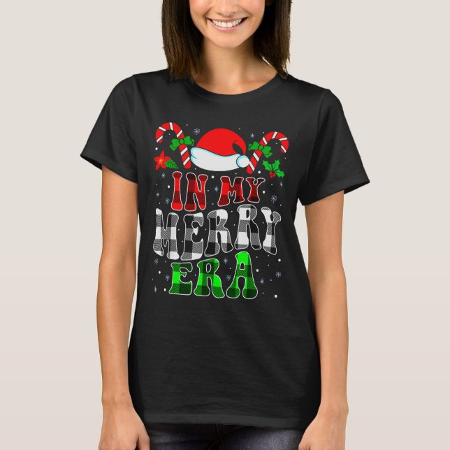 T-shirt In My Merry Era Family Matching Cute Groovy Merry  (Devant)