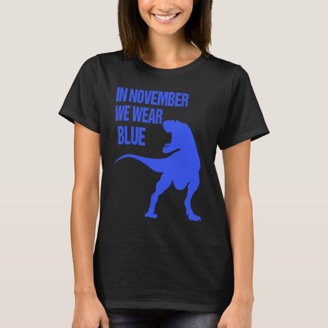 T-shirt In November We Wear Blue Rex Dinosaur Diabetes Awa (Devant)