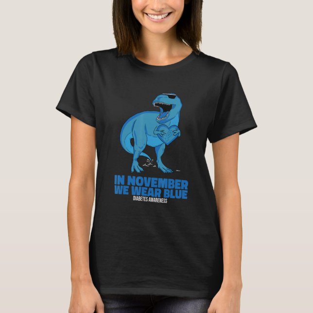 T-shirt In November We Wear Blue Rex Dinosaurs Diabetes Aw (Devant)