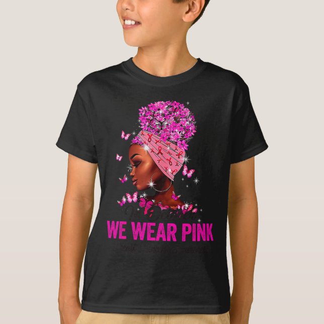 T-shirt In October We Wear Nk Black Women Breast Cancer Aw (Devant)