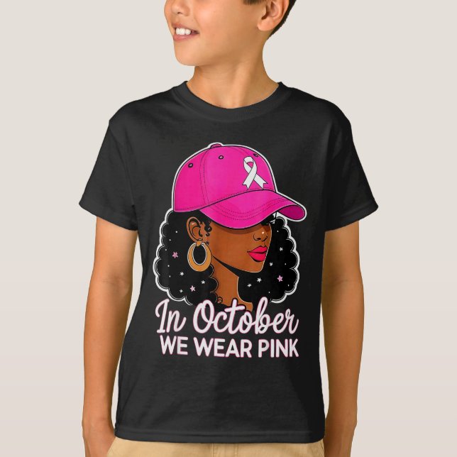 T-shirt In October We Wear Nk Black Women Breast Cancer Aw (Devant)