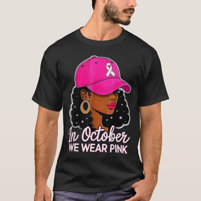 T-shirt In October We Wear Nk Black Women Breast Cancer Aw (Devant)