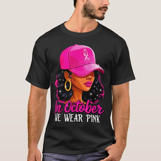 T-shirt In October We Wear Nk Black Women Breast Cancer Aw (Devant)