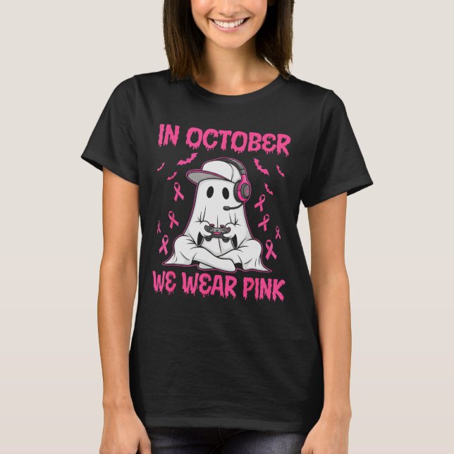 T-shirt In October We Wear Nk Breast Cancer Gaming Ghost Y (Devant)
