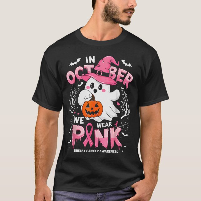 T-shirt In October We Wear Nk Funny Halloween Ghost Breast (Devant)