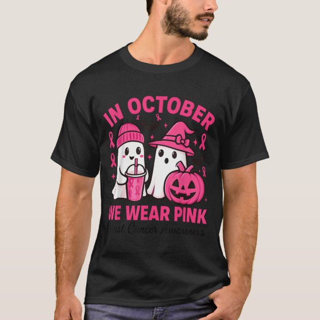 T-shirt In October We Wear Nk Ghost Breast Cancer Awarenes (Devant)